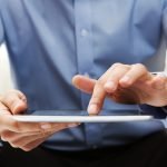 Working on a digital tablet